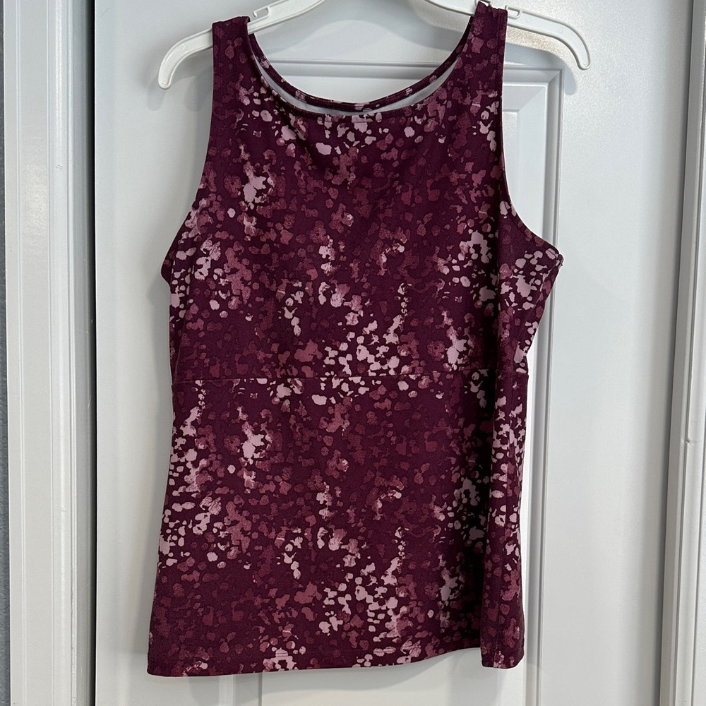 Cranberry/deep pink patterned tank top by Eddie Baurer. Size medium